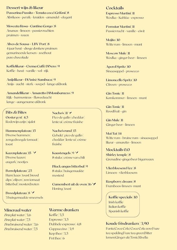 By Rens Food & Drinks, geniet van heerlijkste dranken in het gezelligste restaurant in de Peperstraat van Wijk bij Duurstede!